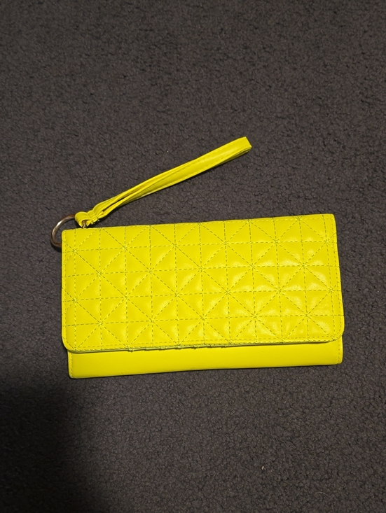 Handbags - Neon Yellow Quilted Wristlet Wallet